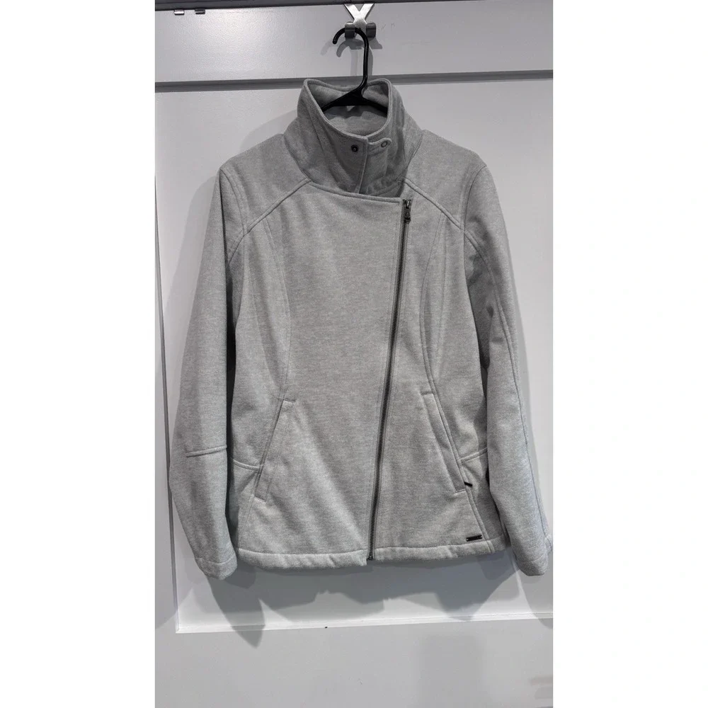 Prana Marabelle Softshell Asymmetrical Zip Jacket Coat Womens Small Gray Outdoor